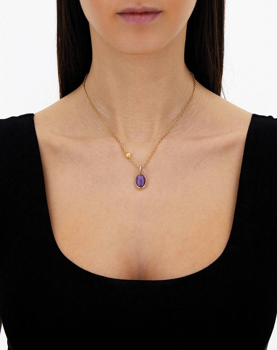 Nanis Charm Violetta "Boules" in oro inciso, diamanti, lepidolite e madreper – Nanis Italian Jewels Acquista Ora