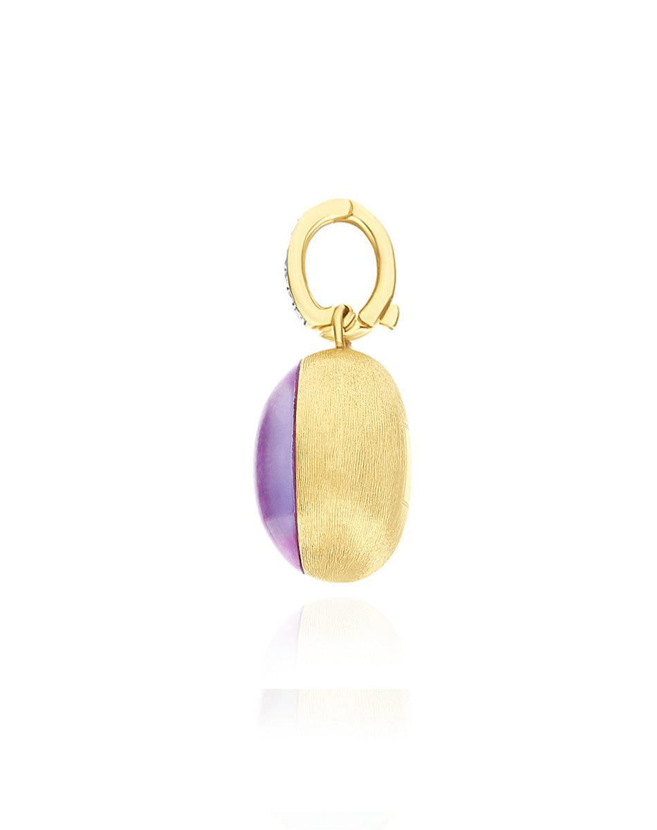 Nanis Charm Violetta "Boules" in oro inciso, diamanti, lepidolite e madreper – Nanis Italian Jewels Acquista Ora