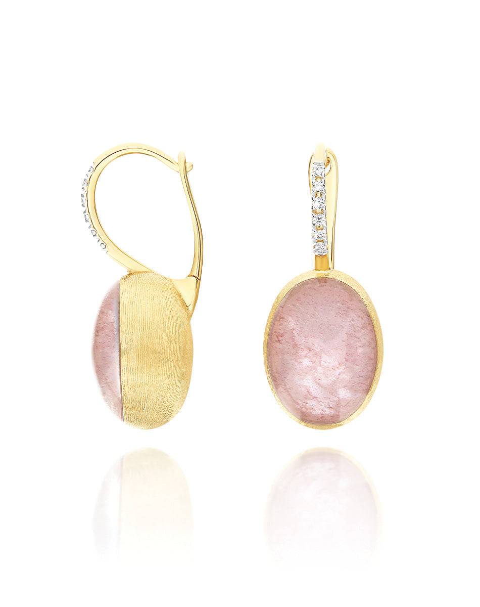 Nanis Orecchini Ciliegine Rosolio "Boules" in oro inciso, diamanti, cristall – Nanis Italian Jewels Online