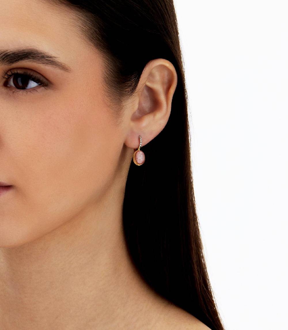 Nanis Orecchini Ciliegine Rosolio "Boules" in oro inciso, diamanti, cristall – Nanis Italian Jewels Outlet