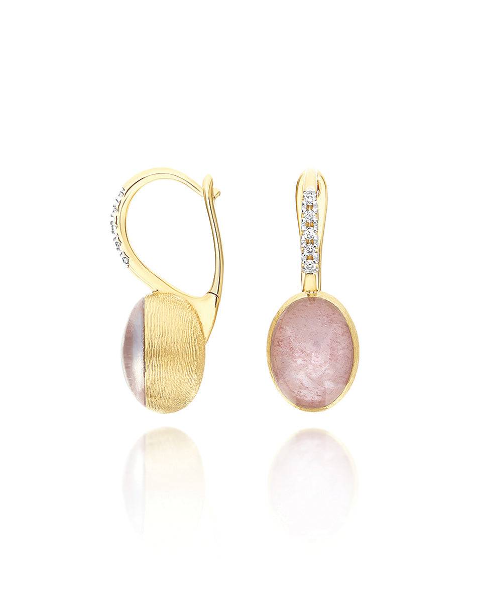 Nanis Orecchini Ciliegine Rosolio "Boules" in oro inciso, diamanti, cristall – Nanis Italian Jewels Outlet