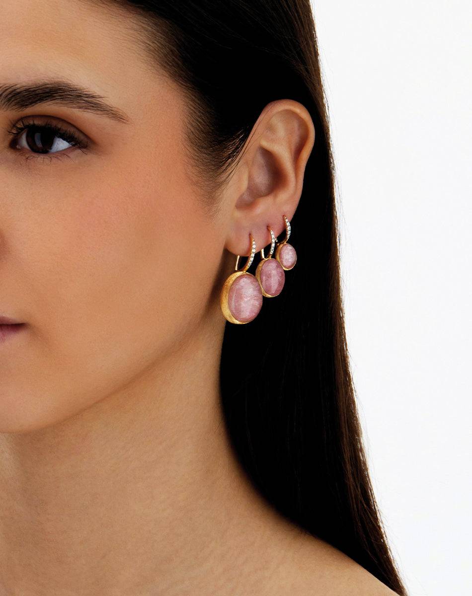 Nanis Orecchini Ciliegine Rosolio "Boules" in oro inciso, diamanti, cristall – Nanis Italian Jewels Outlet