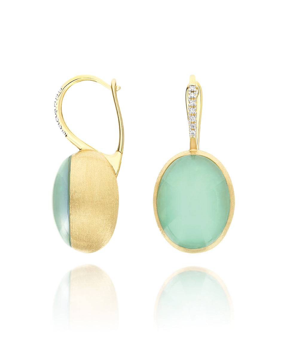 Nanis Orecchini Ciliegine Lattementa "Boules" in oro inciso, diamanti, crist – Nanis Italian Jewels In Vendita