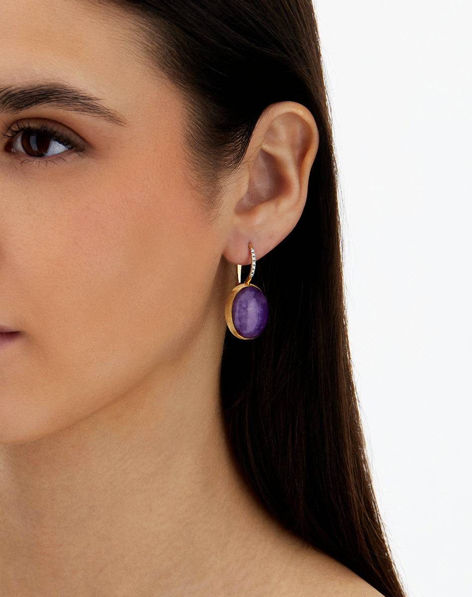 Nanis Orecchini Ciliegine Violetta "Boules" in oro inciso, diamanti, lepidol – Nanis Italian Jewels Hotsell