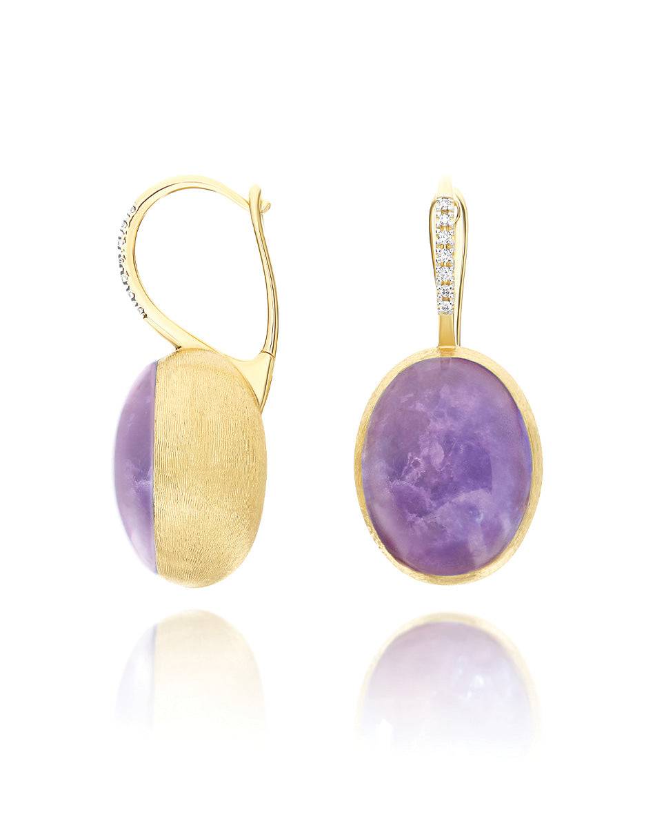 Nanis Orecchini Ciliegine Violetta "Boules" in oro inciso, diamanti, lepidol – Nanis Italian Jewels Hotsell