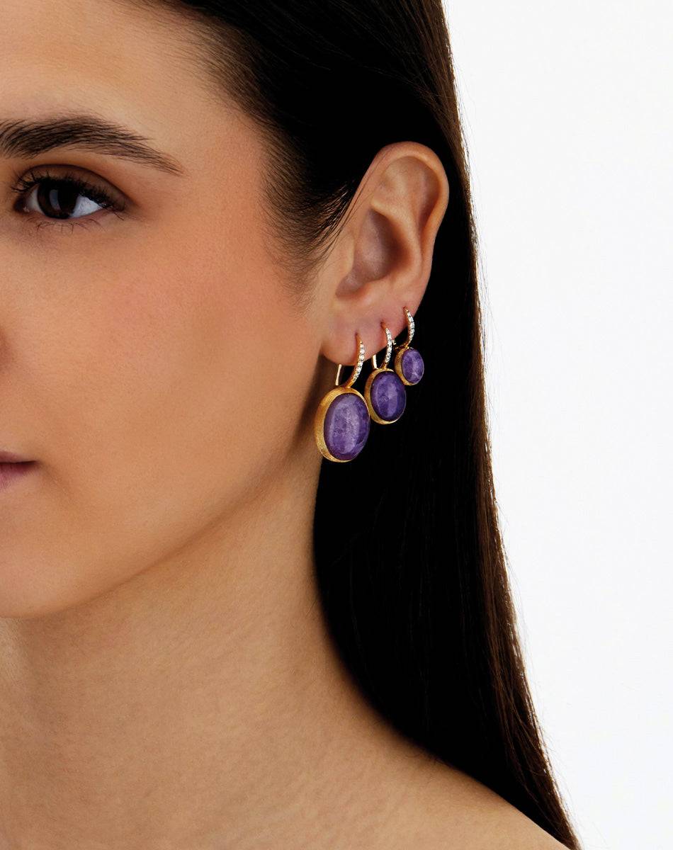 Nanis Orecchini Ciliegine Violetta "Boules" in oro inciso, diamanti, lepidol – Nanis Italian Jewels Hotsell