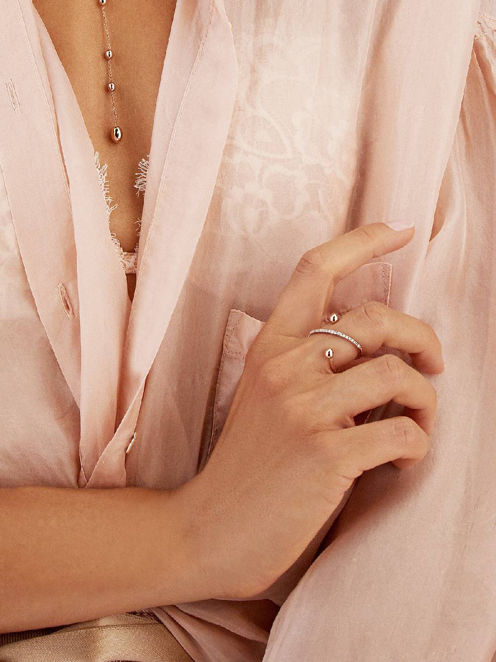 Nanis Anello ad incrocio "DANCING ÉLITE" con boules in oro rosa e diamanti ( – Nanis Italian Jewels Acquista Ora