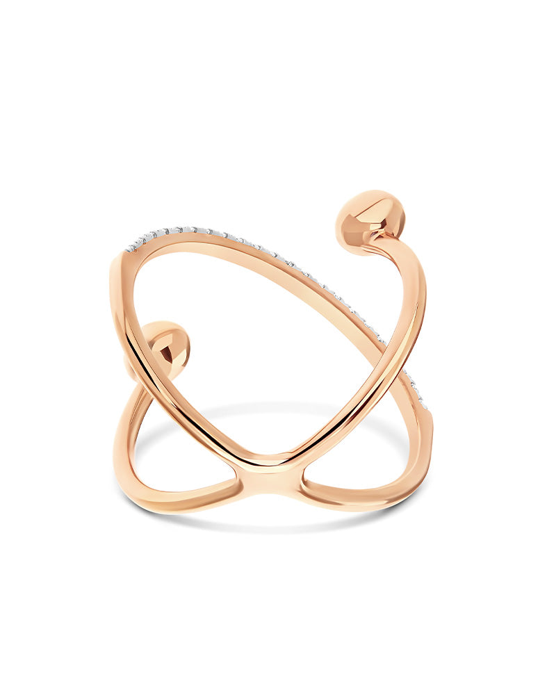 Nanis Anello ad incrocio "DANCING ÉLITE" con boules in oro rosa e diamanti ( – Nanis Italian Jewels Acquista Ora