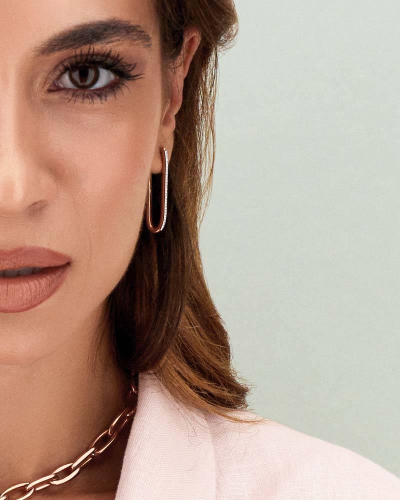 Nanis Orecchini a cerchio "libera" squadrati grandi in oro rosa e diamanti – Nanis Italian Jewels Affare Del Giorno