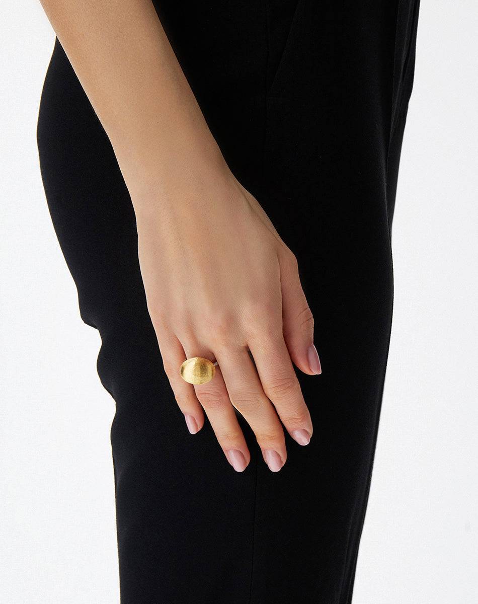 Nanis Anello "Boules" in oro inciso e diamanti (grande) – Nanis Italian Jewels Online