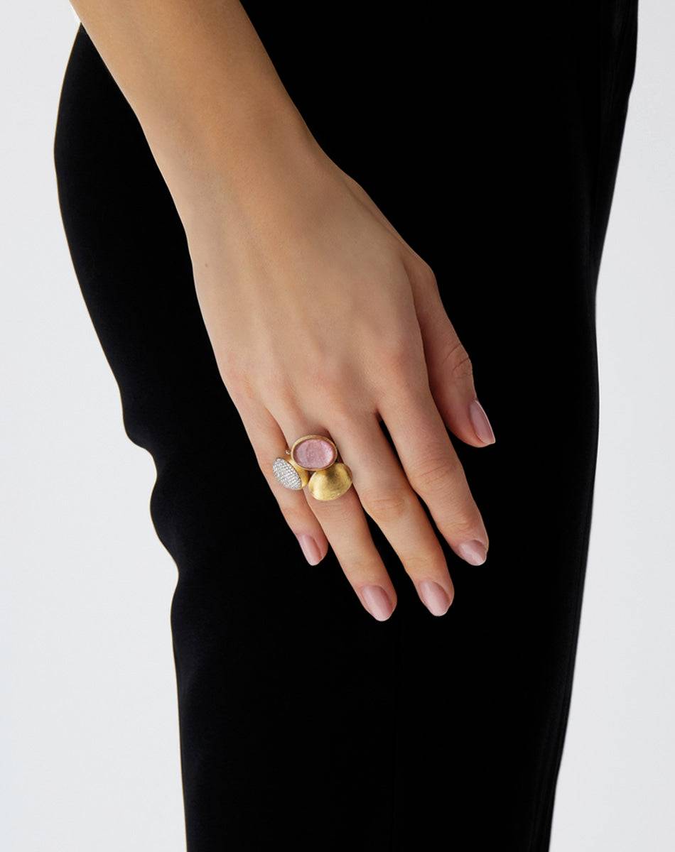 Nanis Anello "Boules" in oro inciso e diamanti (grande) – Nanis Italian Jewels Online