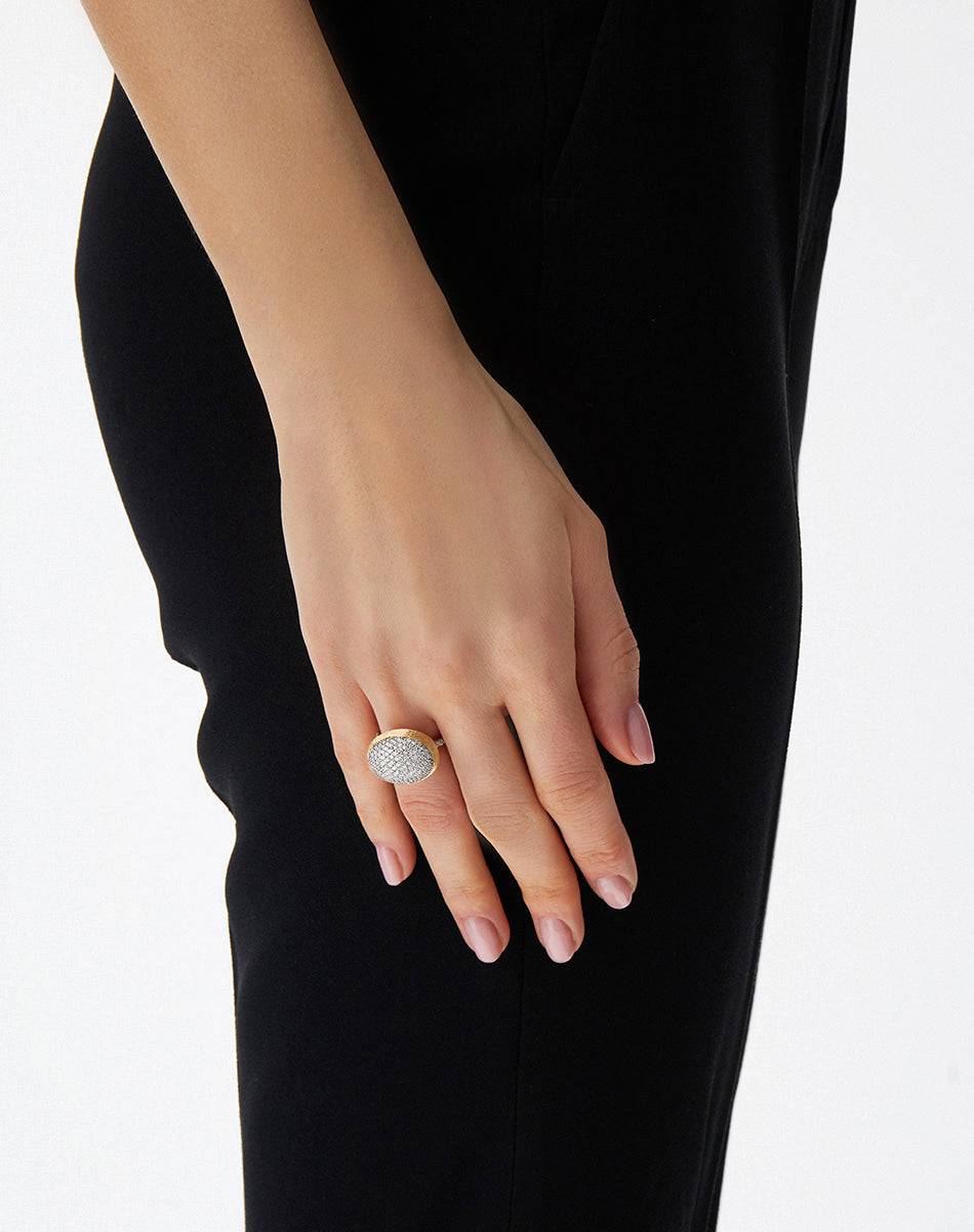 Nanis Anello "Boules" in oro inciso e pavè di diamanti (grande) – Nanis Italian Jewels Saldi