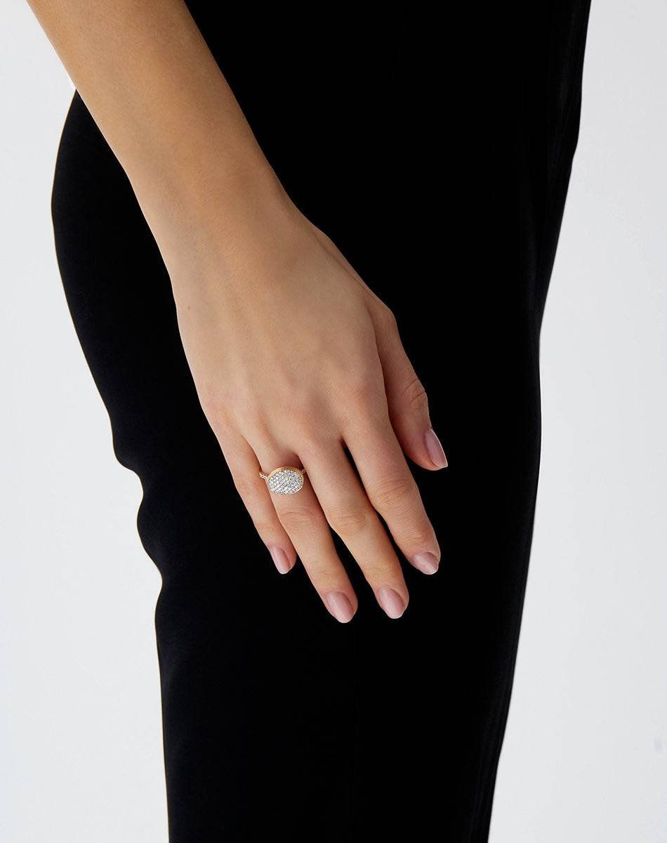 Nanis Anello "Boules" in oro inciso e pavè di diamanti (medio) – Nanis Italian Jewels Offerte