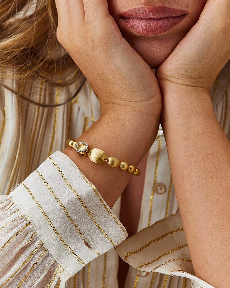 Nanis Bracciale "IVY" con boules grandi in oro e diamanti incise a mano – Nanis Italian Jewels 2025