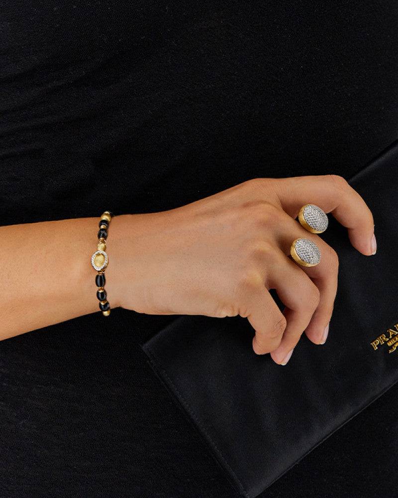 Nanis Bracciale IVY "MYSTERY BLACK" con boules in onice nero, oro e diamanti – Nanis Italian Jewels Nuovo