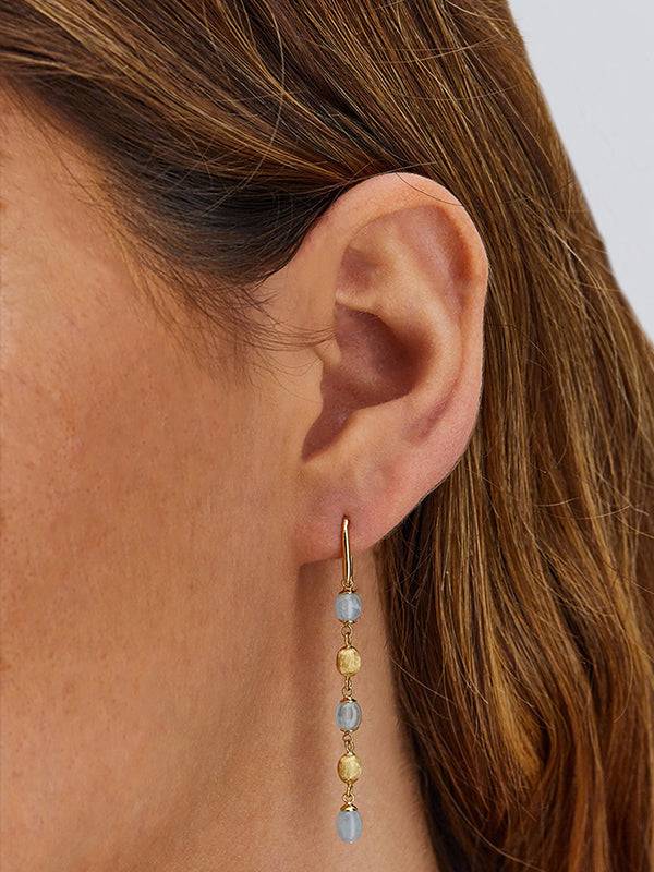 Nanis Orecchini "DANCING AZURE" pendenti in oro e acquamarina – Nanis Italian Jewels Nuova