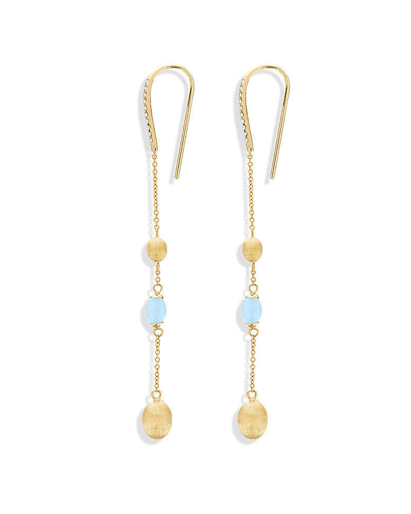 Nanis Orecchini "DANCING AZURE" pendenti per tutti i giorni in oro e acquama – Nanis Italian Jewels Moda