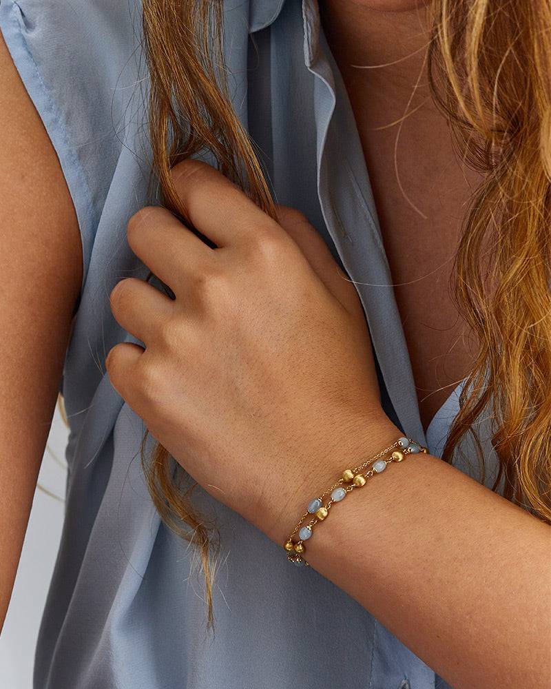 Nanis Bracciale "DANCING AZURE" casual in oro e acquamarina – Nanis Italian Jewels 2025