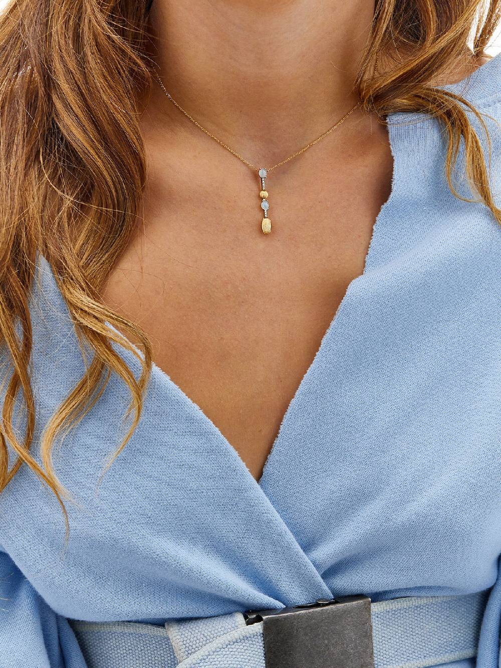 Nanis Collana "DANCING AZURE" pendente con ciondolo in oro, barrette di diam – Nanis Italian Jewels Italia