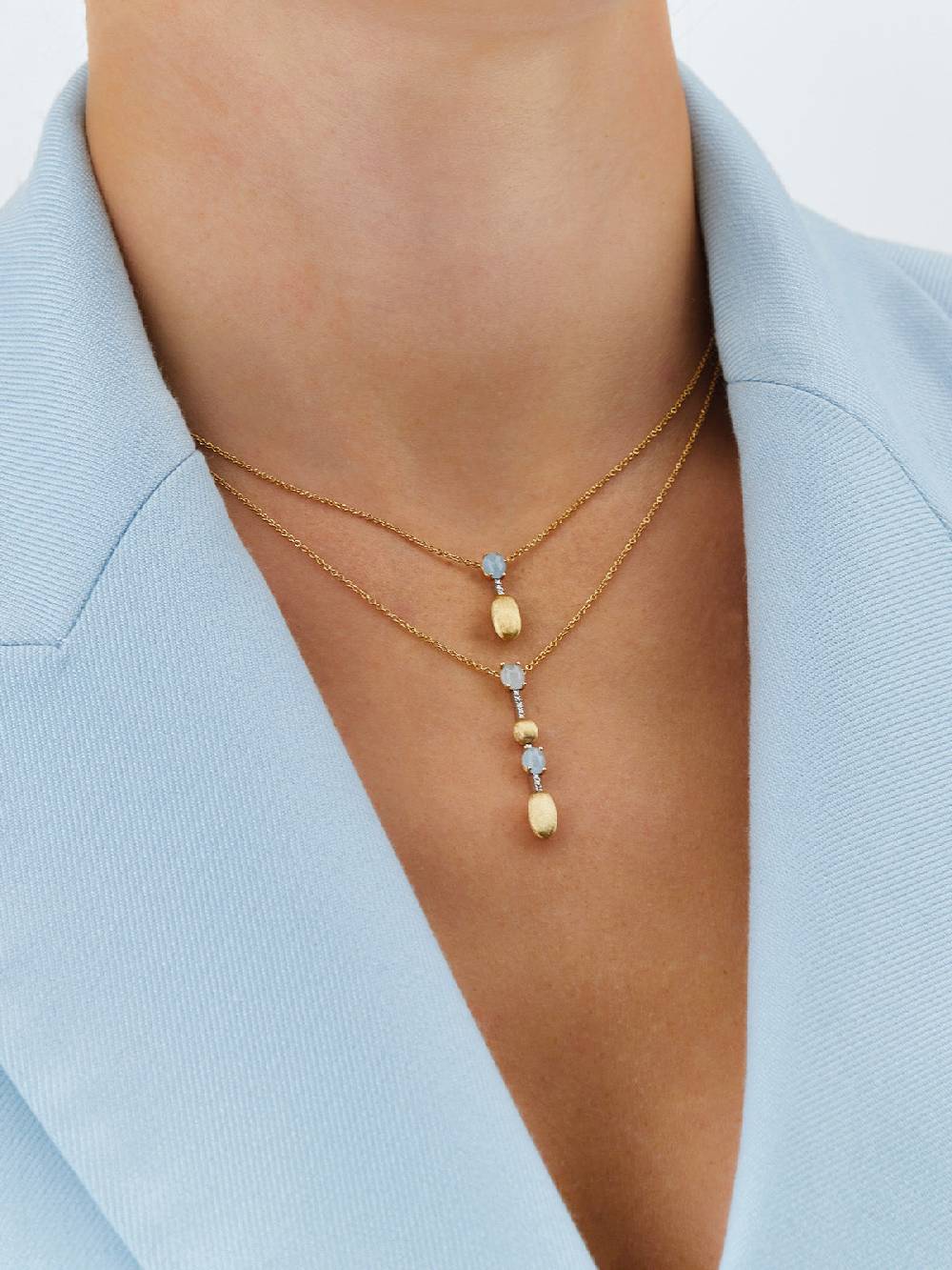 Nanis Collana "DANCING AZURE" pendente con ciondolo in oro, barrette di diam – Nanis Italian Jewels 2025