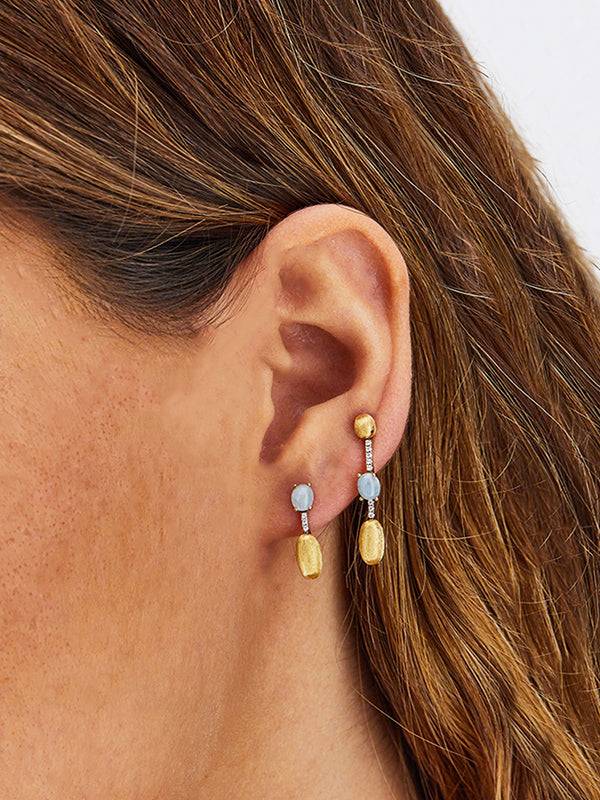 Nanis Orecchini "DANCING AZURE" pendenti con boules in oro, barrette di diam – Nanis Italian Jewels In Linea