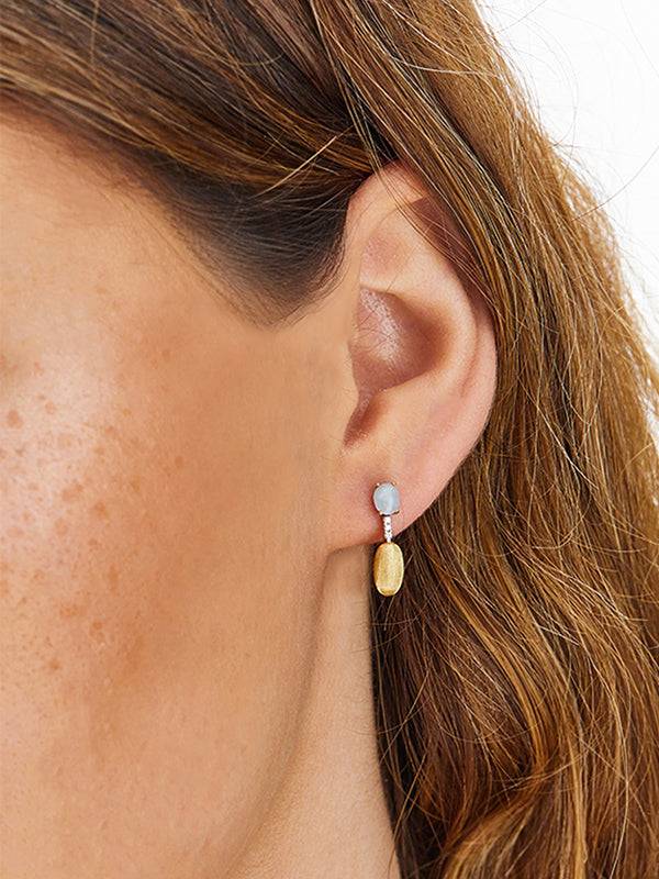 Nanis Orecchini "DANCING AZURE" pendenti con boules in oro, diamanti e acqua – Nanis Italian Jewels Nuovo