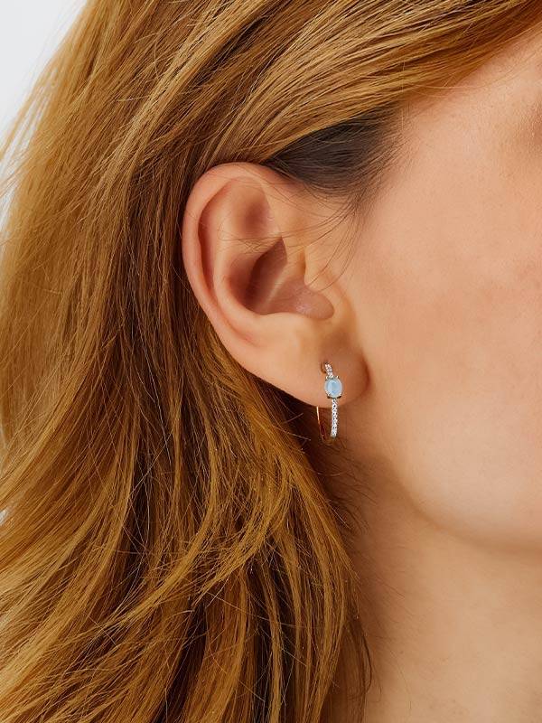 Nanis Orecchini a cerchio "DANCING AZURE" in oro, diamanti e acquamarina – Nanis Italian Jewels Promozione