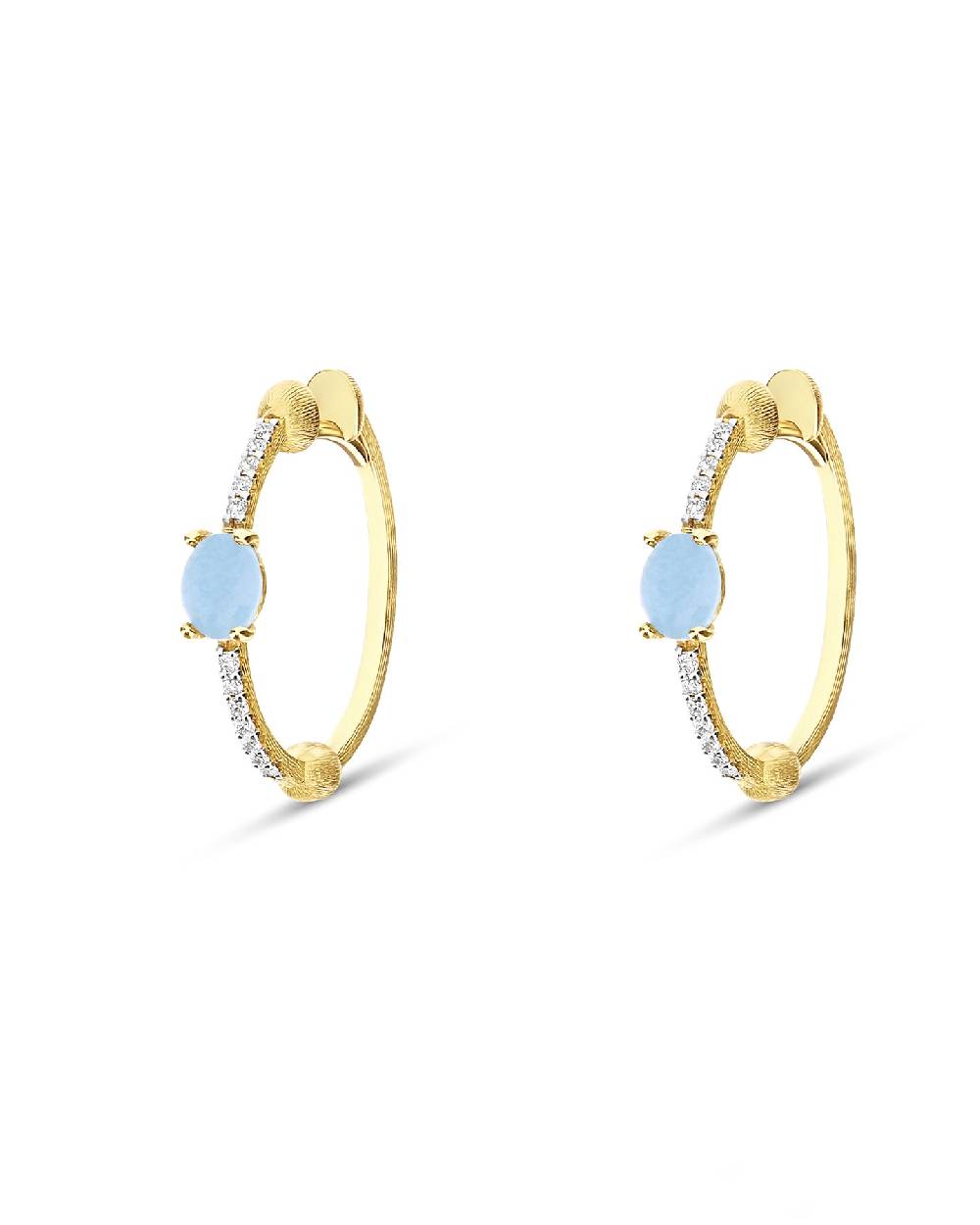 Nanis Orecchini a cerchio "DANCING AZURE" in oro, diamanti e acquamarina – Nanis Italian Jewels Promozione
