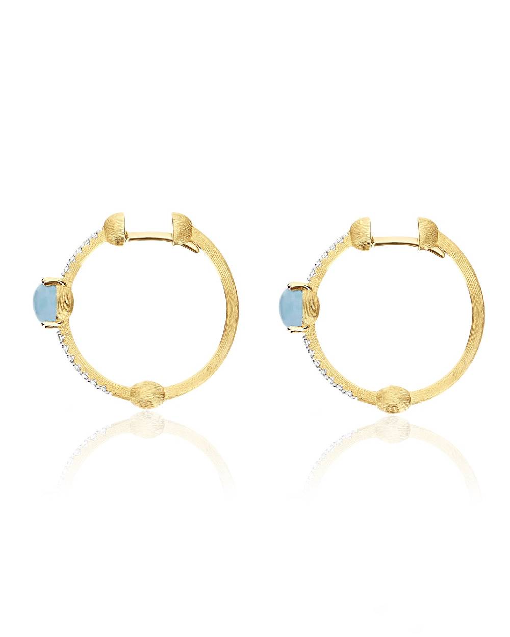Nanis Orecchini a cerchio "DANCING AZURE" in oro, diamanti e acquamarina – Nanis Italian Jewels Promozione