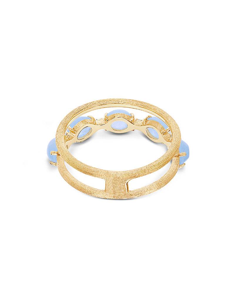 Nanis Anello "DANCING AZURE" a doppia fascia in oro, diamanti e acquamarina – Nanis Italian Jewels Qualità Garantita