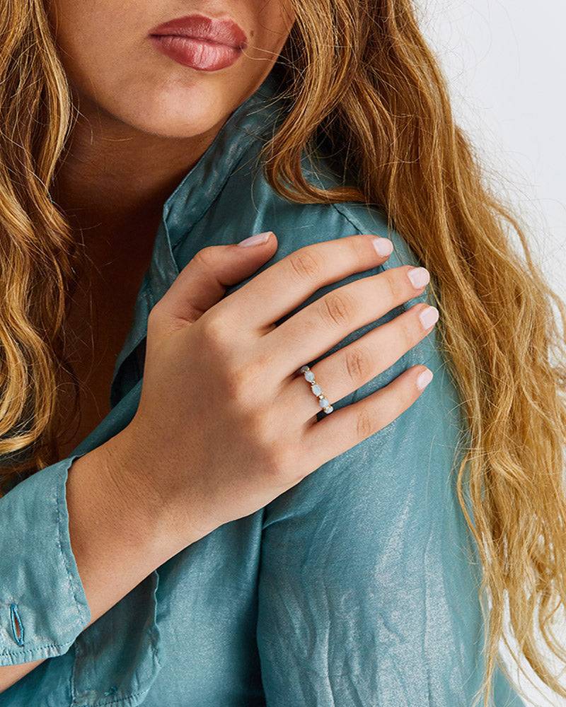 Nanis Anello "DANCING AZURE" con boules in oro, diamanti e acquamarina – Nanis Italian Jewels Negozi Online