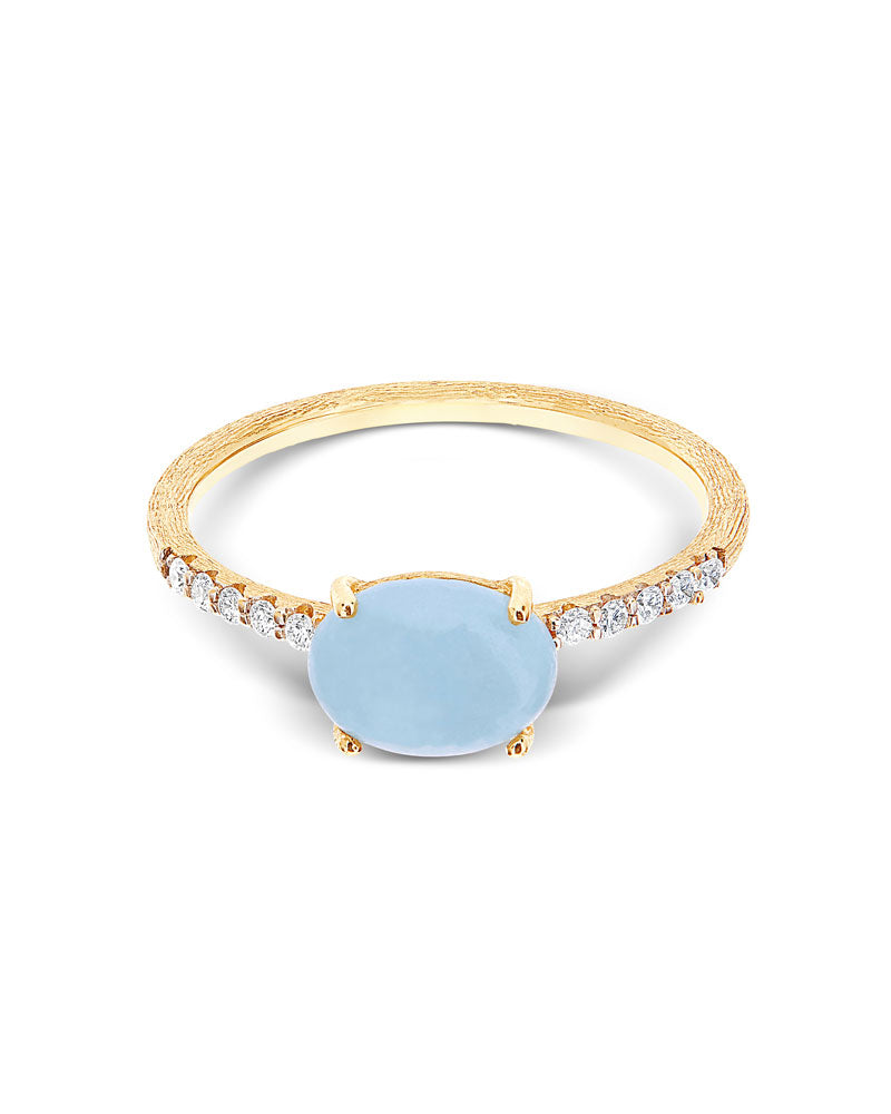 Nanis Anello "DANCING AZURE" impilabile in oro, diamanti e acquamarina (medi – Nanis Italian Jewels Consegna Veloce