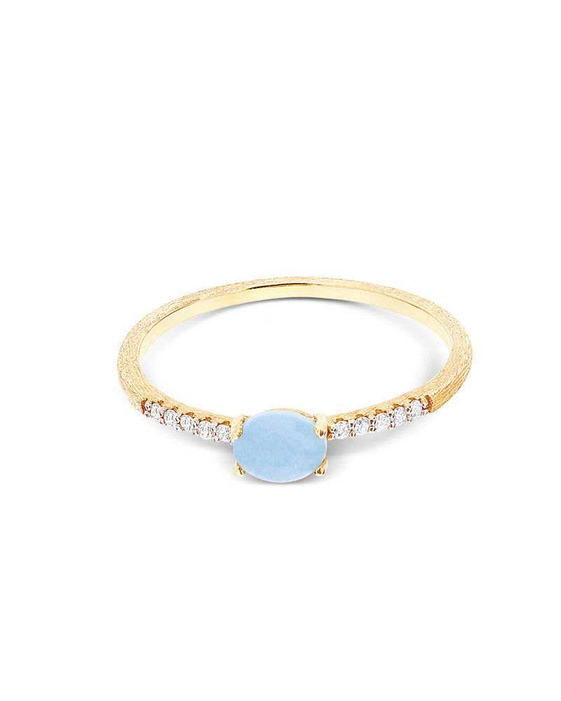 Nanis Anello "DANCING AZURE" impilabile in oro, diamanti e acquamarina (picc – Nanis Italian Jewels Promozione Limitata