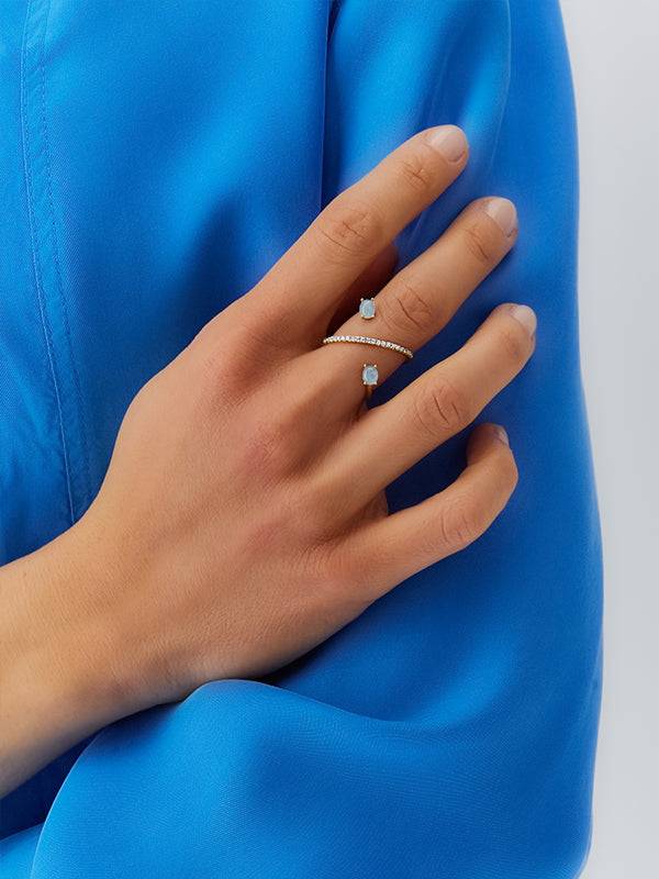 Nanis Anello ad incrocio "DANCING AZURE" in oro, diamanti e acquamarina – Nanis Italian Jewels Fino Al -60%