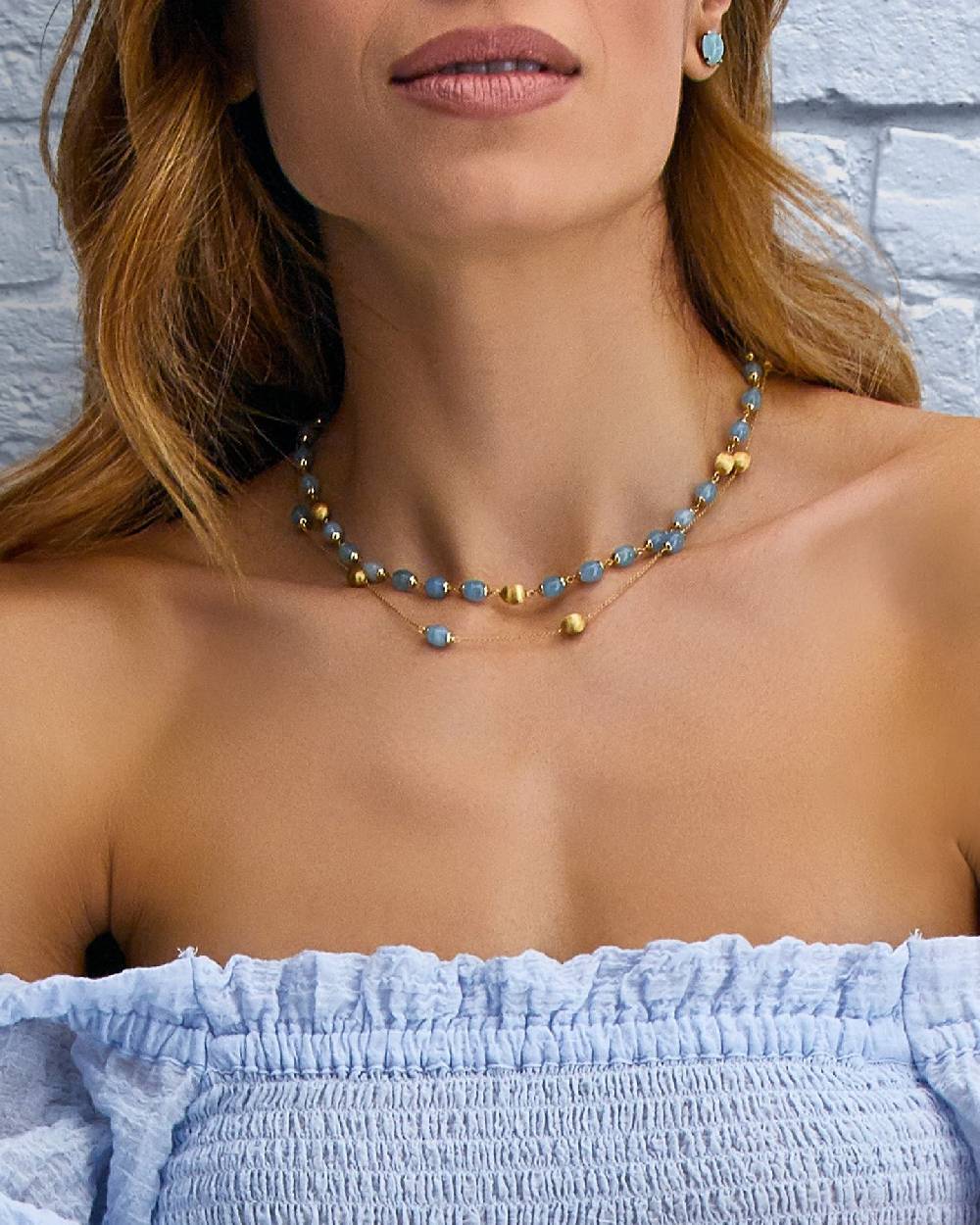 Nanis Collana "DANCING AZURE" 3 in 1 in oro e acquamarina – Nanis Italian Jewels Prezzo Ridotto