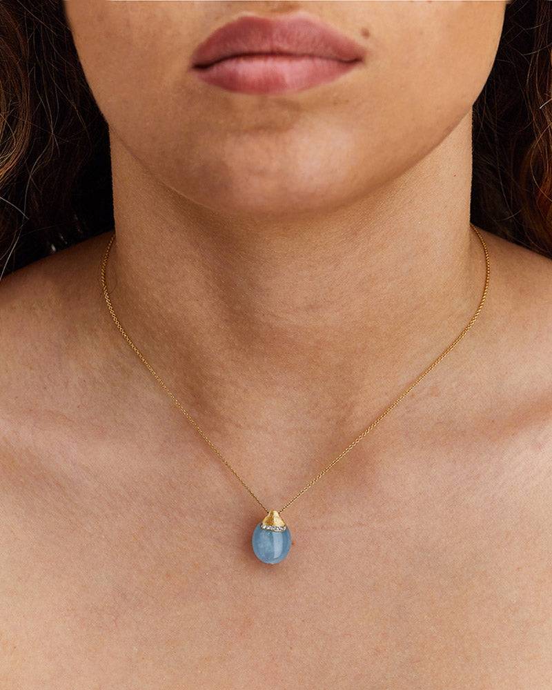 Nanis Collana "DANCING AZURE" pendente con ciondolo in oro, diamanti e acqua – Nanis Italian Jewels Sottocosto