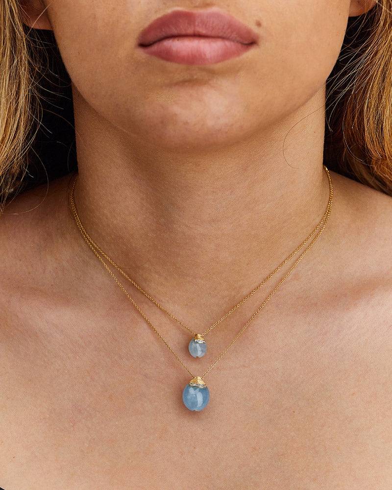 Nanis Collana "DANCING AZURE" pendente con ciondolo in oro, diamanti e acqua – Nanis Italian Jewels Convenienza