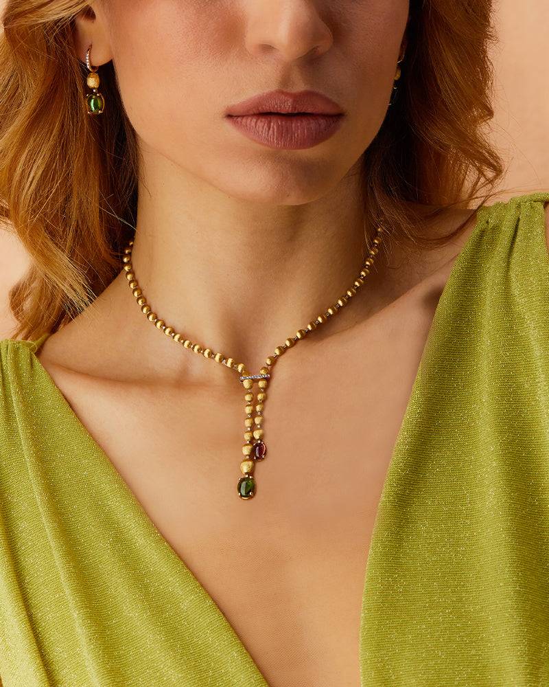 Nanis Collana "DANCING TOURMALINES" in oro, diamanti, tormaline rosa e verdi – Nanis Italian Jewels Sconto