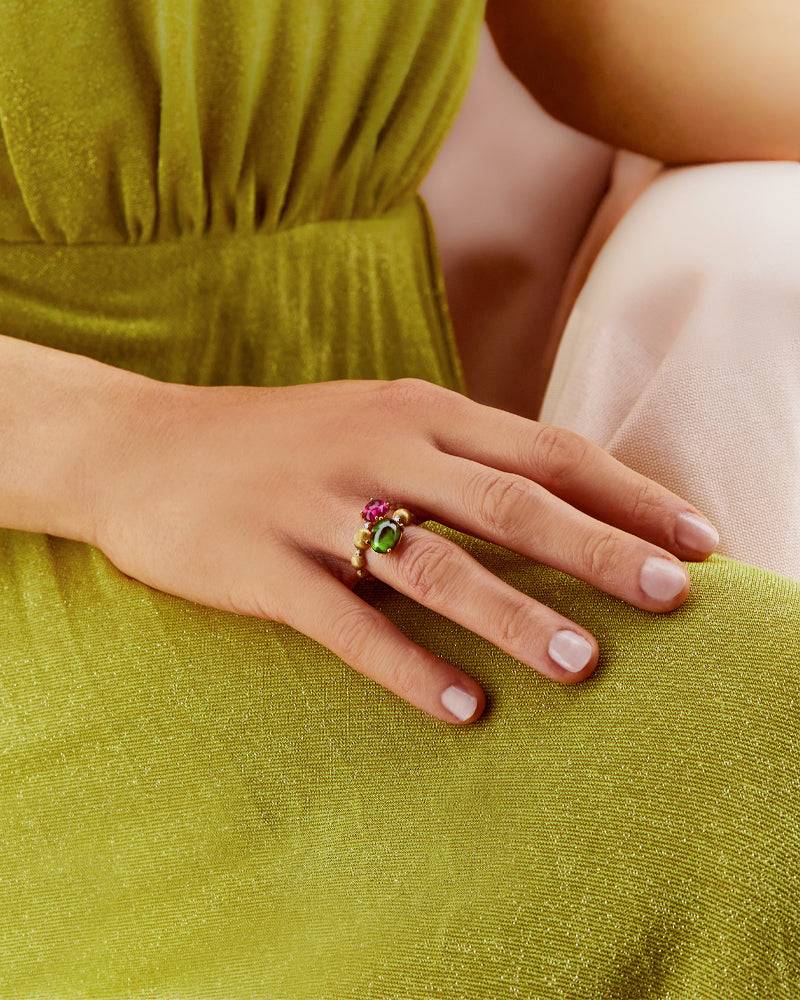 Nanis Anello contrariè "DANCING TOURMALINES" in oro, diamanti, tormaline ros – Nanis Italian Jewels Offerta