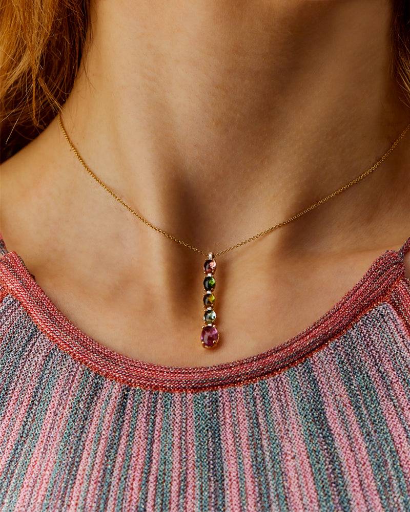 Nanis Collana "DANCING TOURMALINES" con pendente in oro, diamanti e tormalin – Nanis Italian Jewels Online