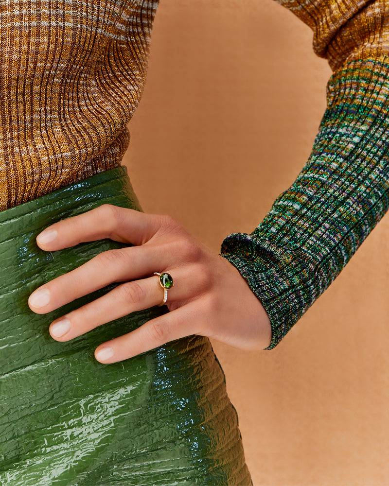 Nanis Anello "DANCING TOURMALINES" in oro, diamanti e tormalina verde (grand – Nanis Italian Jewels Offerta