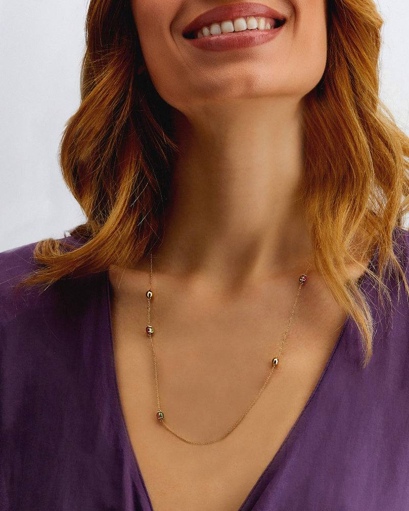 Nanis Collana "DANCING TOURMALINES" lunga in oro e tormaline colorate – Nanis Italian Jewels Moda