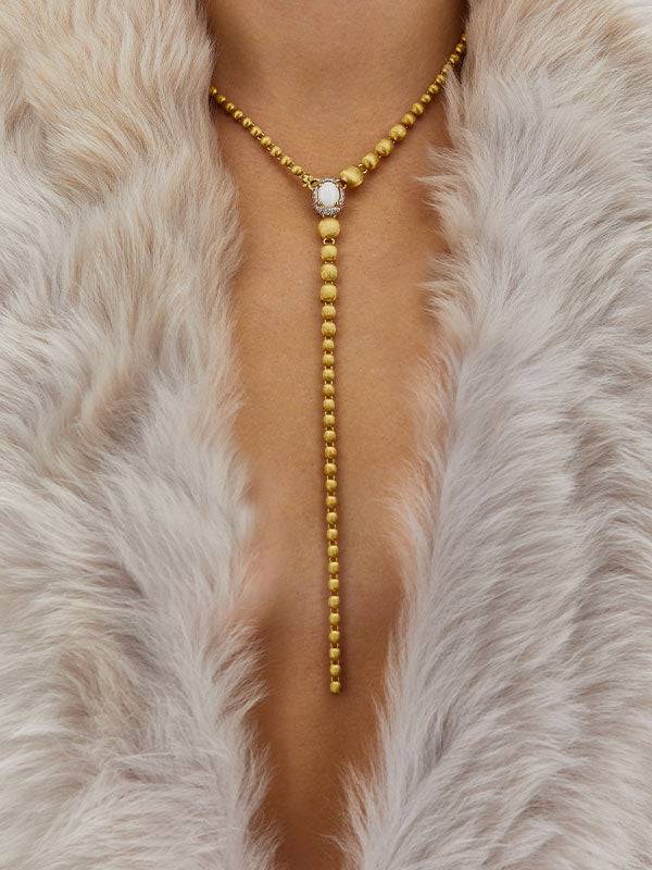 Nanis Collana a Y "DANCING REVERSE" double face in oro, zaffiri rosa, rubini – Nanis Italian Jewels Pezzi Unici