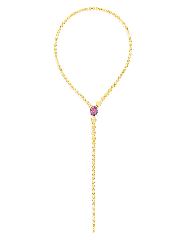 Nanis Collana a Y "DANCING REVERSE" double face in oro, zaffiri rosa, rubini – Nanis Italian Jewels Pezzi Unici