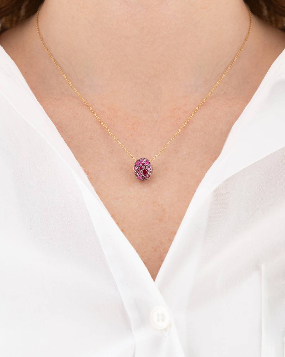 Nanis Collana "DANCING REVERSE" double face con ciondolo in oro, zaffiri ros – Nanis Italian Jewels Soddisfazione Garantita