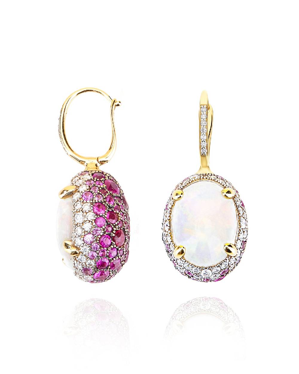 Nanis Orecchini CILIEGINE "DANCING REVERSE" double face in oro, zaffiri rosa – Nanis Italian Jewels Qualità Garantita