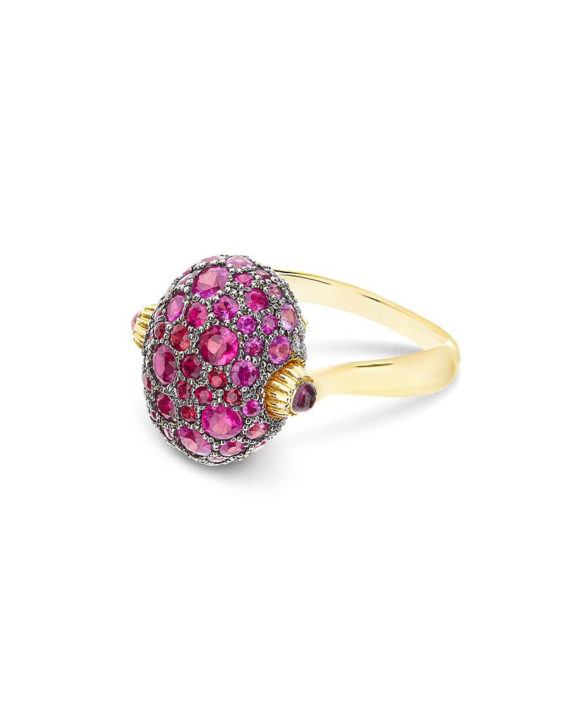 Nanis Anello "DANCING REVERSE" double face in oro, zaffiri rosa, rubini, opa – Nanis Italian Jewels Promozione Limitata