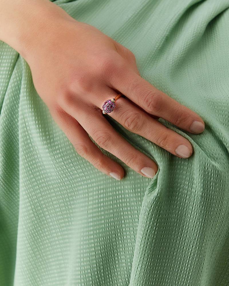 Nanis Anello "DANCING REVERSE" double face in oro, zaffiri rosa, rubini, opa – Nanis Italian Jewels Fino Al -60%