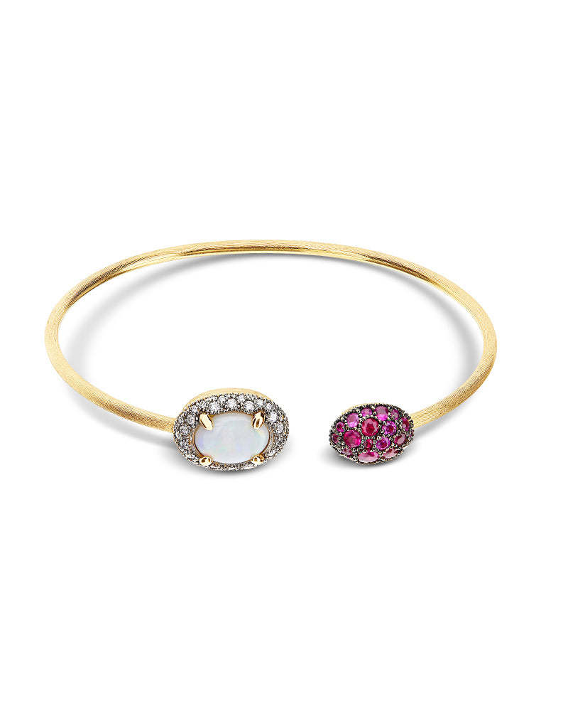 Nanis Bracciale a schiava "DANCING REVERSE" in oro, zaffiri rosa, rubini, op – Nanis Italian Jewels Comprare a buon mercato