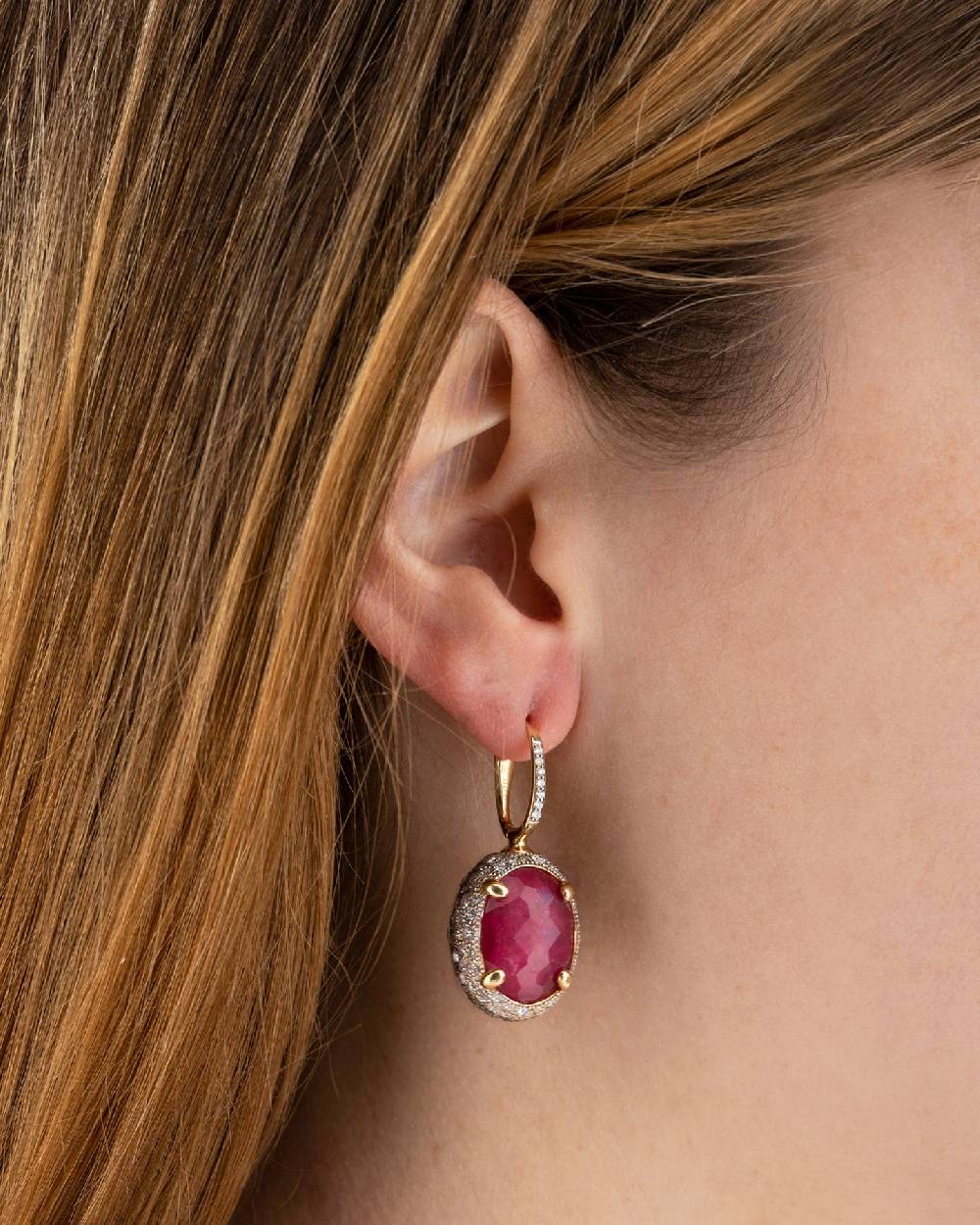 Nanis Orecchini CILIEGINE "DANCING REVERSE" double face in oro, rubini, diam – Nanis Italian Jewels Sottocosto